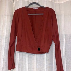 ZARA cropped, wrap top. Perfect for date nights, going out, or holiday parties.